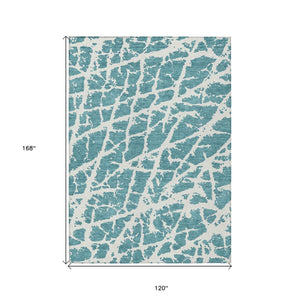 HomeRoots 5' Beige and Ivory Abstract Area Rug - Washable, Non-Skid, Stylish for Indoor and Outdoor Spaces 10' X 14' 559333