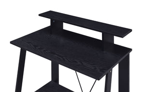 English Elm Nypho Ladder-Base Writing Desk in Black with 2 Drawers, USB & Power Port, Sturdy Metal Crossbar Finish B2726P243690