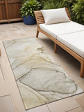 Homeroots 8' Runner Beige And Gray Abstract Washable Non Skid Indoor Outdoor Runner Rug Beige Polyester 559344