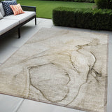 Homeroots 5' X 8' Beige And Gray Abstract Washable Non Skid Indoor Outdoor Area Rug Beige Polyester 559347