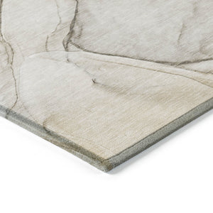 HomeRoots 5' Beige and Gray Abstract Area Rug – Stylish, Washable, Non-Skid for Indoor and Outdoor Spaces 9' X 12' 559350