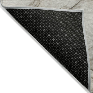 HomeRoots 5' Beige and Gray Abstract Area Rug – Stylish, Washable, Non-Skid for Indoor and Outdoor Spaces 10' X 14' 559351