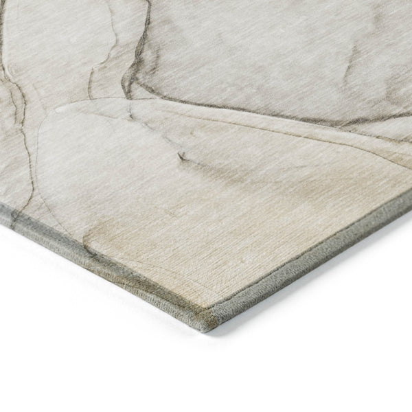 HomeRoots 5' Beige and Gray Abstract Area Rug – Stylish, Washable, Non-Skid for Indoor and Outdoor Spaces 10' X 14' 559351