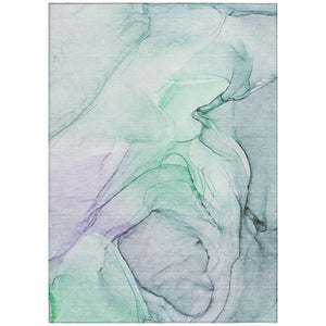 Homeroots 8' X 10' Blue And Gray Abstract Washable Non Skid Indoor Outdoor Area Rug Blue Polyester 559358