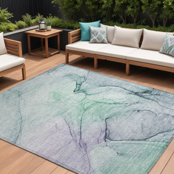 HomeRoots 5' Beige and Gray Abstract Area Rug – Stylish, Washable, Non-Skid for Indoor and Outdoor Spaces 10' X 14' 559360