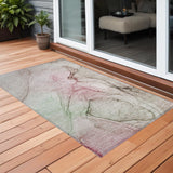 Homeroots 3' X 5' Gray And Pink Abstract Washable Non Skid Indoor Outdoor Area Rug Blush Polyester 559364