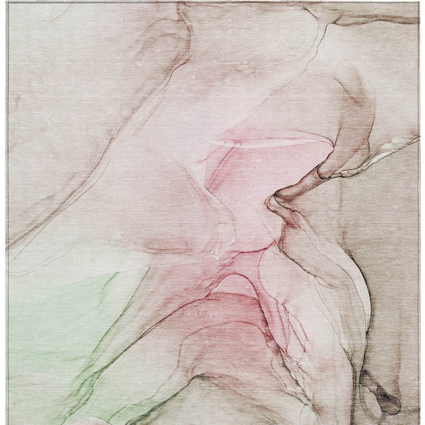 Homeroots 3' X 5' Gray And Pink Abstract Washable Non Skid Indoor Outdoor Area Rug Blush Polyester 559364