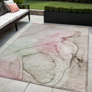 HomeRoots 5' Beige and Gray Abstract Area Rug – Stylish, Washable, Non-Skid for Indoor and Outdoor Spaces 5' X 8' 559365