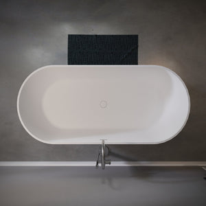 English Elm 63" Stone Resin Freestanding Soaking Tub Matte Sculpted Surface for Spa Bathroom W1920P412393