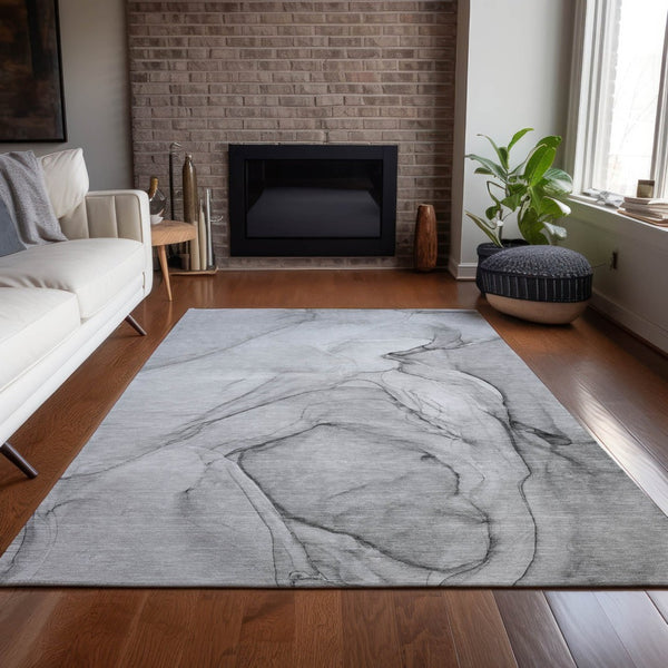 HomeRoots 5' Beige and Gray Abstract Area Rug – Stylish, Washable, Non-Skid for Indoor and Outdoor Spaces 5' X 8' 559374