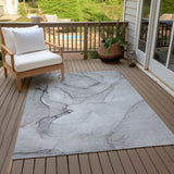 Homeroots 5' X 8' Gray Abstract Washable Non Skid Indoor Outdoor Area Rug Gray Polyester 559374