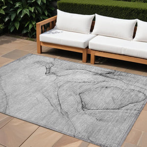 HomeRoots 5' Beige and Gray Abstract Area Rug – Stylish, Washable, Non-Skid for Indoor and Outdoor Spaces 8' X 10' 559376