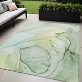 Homeroots 5' X 8' Green Abstract Washable Non Skid Indoor Outdoor Area Rug Green Polyester 559383