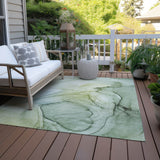 Homeroots 5' X 8' Green Abstract Washable Non Skid Indoor Outdoor Area Rug Green Polyester 559383