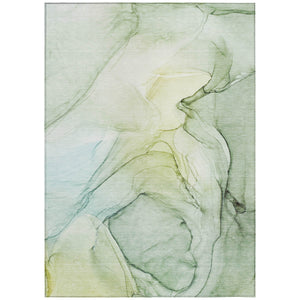 Homeroots 5' X 8' Green Abstract Washable Non Skid Indoor Outdoor Area Rug Green Polyester 559383