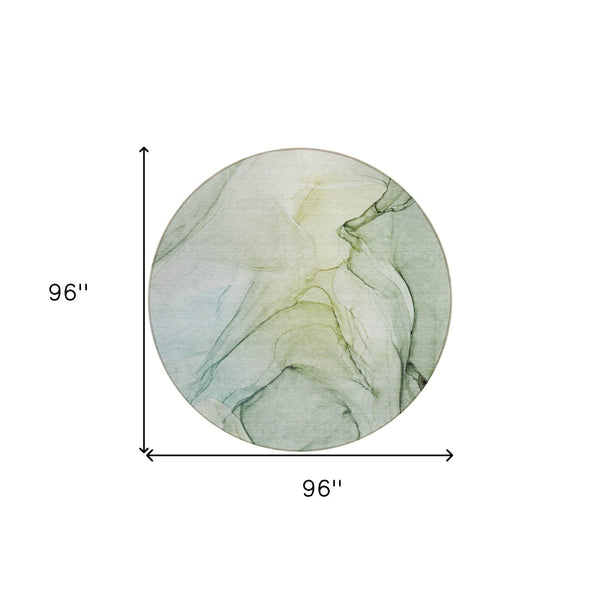 HomeRoots 5' Beige and Gray Abstract Area Rug – Stylish, Washable, Non-Skid for Indoor and Outdoor Spaces 8' Round 559384