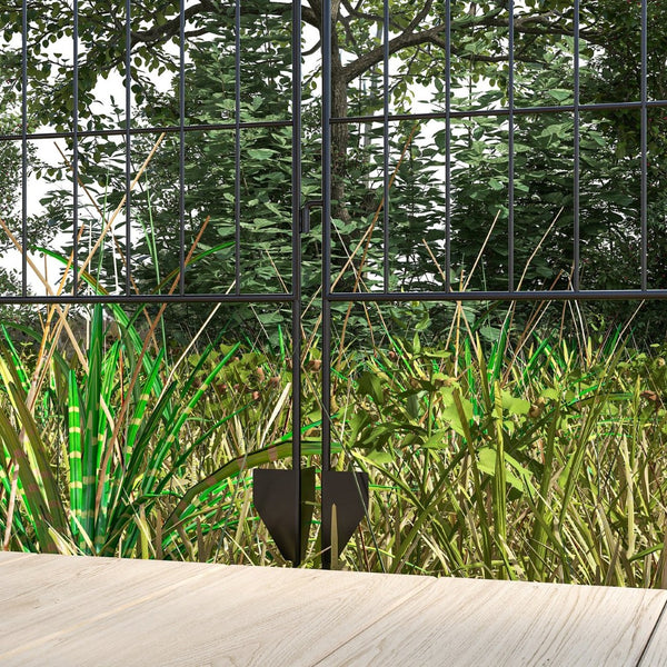 English Elm Outsunny Steel Garden Fence Panels Set of 4 Arched Vine Powder Coated Yard Border W2225P174527