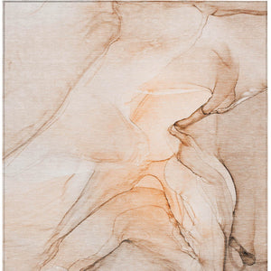 Homeroots 3' X 5' Gray And Orange Abstract Washable Non Skid Indoor Outdoor Area Rug Orange Polyester 559391