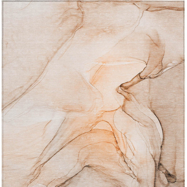 Homeroots 3' X 5' Gray And Orange Abstract Washable Non Skid Indoor Outdoor Area Rug Orange Polyester 559391