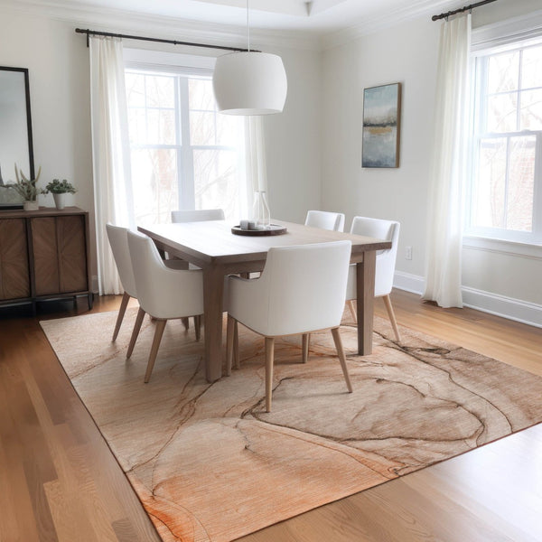 HomeRoots 5' Beige and Gray Abstract Area Rug – Stylish, Washable, Non-Skid for Indoor and Outdoor Spaces 5' X 8' 559392