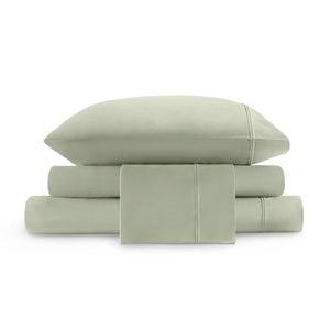 English Elm 4 Pieces King Sateen Sheet Set In Calming Sage - Luxurious 100% Egyptian Cotton For Ultimate Comfort B035P381329