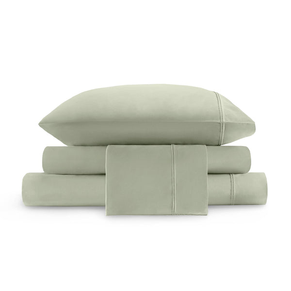 English Elm 4 Pieces King Sateen Sheet Set In Calming Sage - Luxurious 100% Egyptian Cotton For Ultimate Comfort B035P381329