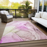 Homeroots 9' X 12' Pink Abstract Washable Non Skid Indoor Outdoor Area Rug Pink Polyester 559404