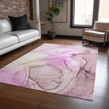 Homeroots 9' X 12' Pink Abstract Washable Non Skid Indoor Outdoor Area Rug Pink Polyester 559404