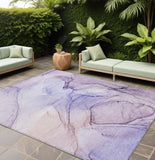 Homeroots 8' X 10' Gray And Purple Abstract Washable Non Skid Indoor Outdoor Area Rug Purple Polyester 559412