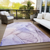 Homeroots 8' X 10' Gray And Purple Abstract Washable Non Skid Indoor Outdoor Area Rug Purple Polyester 559412