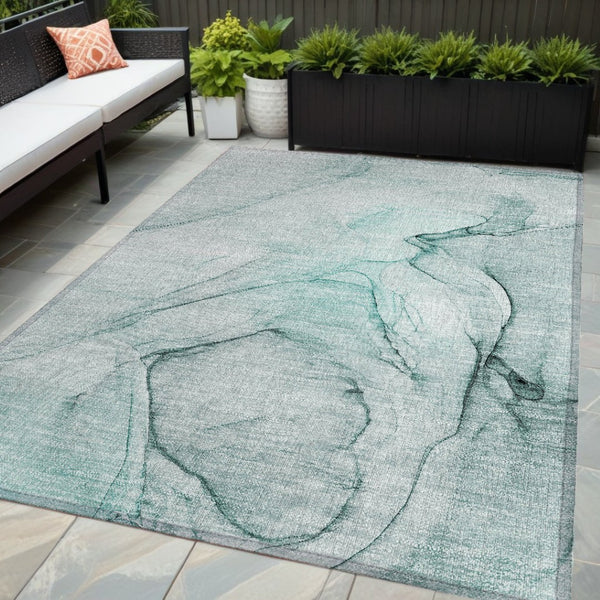 HomeRoots 5' Beige and Gray Abstract Area Rug – Stylish, Washable, Non-Skid for Indoor and Outdoor Spaces 5' X 8' 559419
