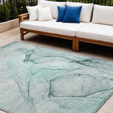 Homeroots 8' X 10' Teal Abstract Washable Non Skid Indoor Outdoor Area Rug Teal Polyester 559421