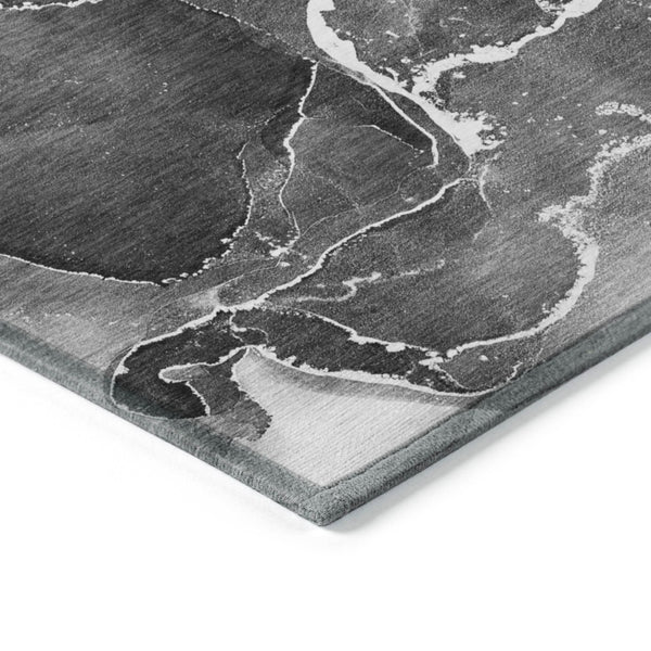 HomeRoots 5' Abstract Area Rug in Ivory, Blue & Gray - Machine Washable, Non-Skid, Indoor & Outdoor Use 10' X 14' 559450
