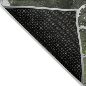 HomeRoots 5' Abstract Area Rug in Ivory, Blue & Gray - Machine Washable, Non-Skid, Indoor & Outdoor Use 9' X 12' 559458