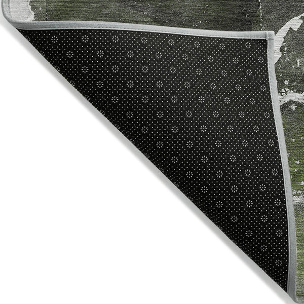 HomeRoots 5' Abstract Area Rug in Ivory, Blue & Gray - Machine Washable, Non-Skid, Indoor & Outdoor Use 10' X 14' 559459
