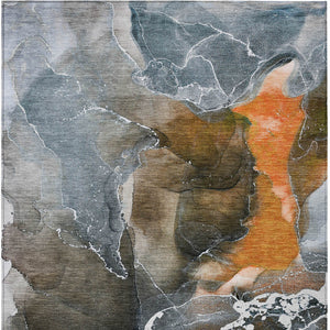 Homeroots 3' X 5' Orange Abstract Washable Non Skid Indoor Outdoor Area Rug Orange Polyester 559463