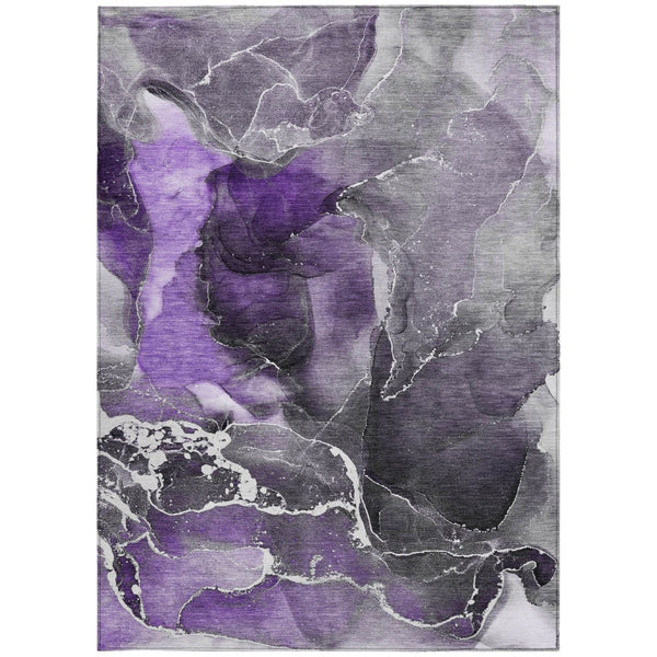 HomeRoots 5' Abstract Area Rug in Ivory, Blue & Gray - Machine Washable, Non-Skid, Indoor & Outdoor Use 8' X 10' 559475