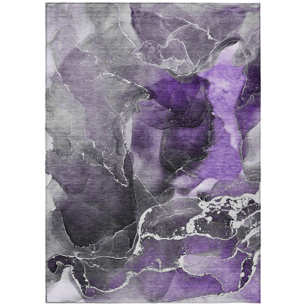 HomeRoots 5' Abstract Area Rug in Ivory, Blue & Gray - Machine Washable, Non-Skid, Indoor & Outdoor Use 8' X 10' 559475