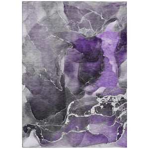 Homeroots 9' X 12' Gray And Purple Abstract Washable Non Skid Indoor Outdoor Area Rug Purple Polyester 559476