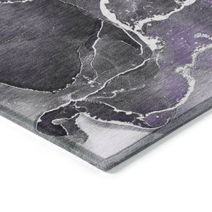 Homeroots 9' X 12' Gray And Purple Abstract Washable Non Skid Indoor Outdoor Area Rug Purple Polyester 559476
