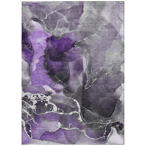 Homeroots 9' X 12' Gray And Purple Abstract Washable Non Skid Indoor Outdoor Area Rug Purple Polyester 559476