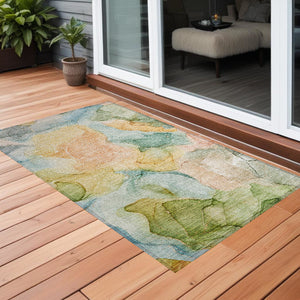 Homeroots 3' X 5' Blue Abstract Washable Non Skid Indoor Outdoor Area Rug Blue Polyester 559481