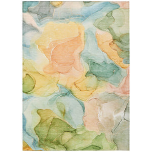 HomeRoots 5' Blue Abstract Washable Area Rug - Durable, Non-Skid, Stylish for Indoor & Outdoor Spaces 5' X 8' 559482