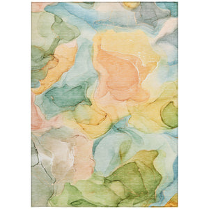 Homeroots 8' X 10' Blue Abstract Washable Non Skid Indoor Outdoor Area Rug Blue Polyester 559484