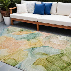 Homeroots 9' X 12' Blue Abstract Washable Non Skid Indoor Outdoor Area Rug Blue Polyester 559485