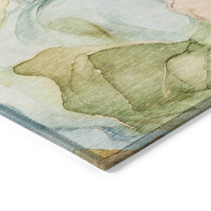 Homeroots 9' X 12' Blue Abstract Washable Non Skid Indoor Outdoor Area Rug Blue Polyester 559485