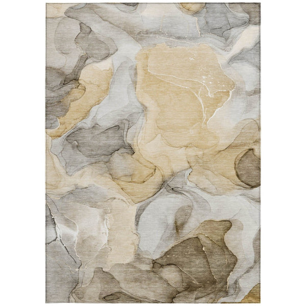 HomeRoots 5' Blue Abstract Washable Area Rug - Durable, Non-Skid, Stylish for Indoor & Outdoor Spaces 9' X 12' 559494