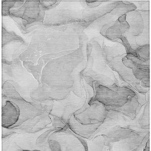 Homeroots 3' X 5' Gray Abstract Washable Non Skid Indoor Outdoor Area Rug Gray Polyester 559499