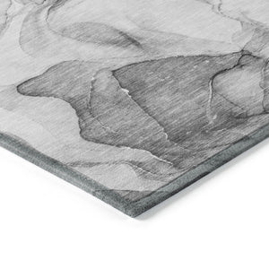 HomeRoots 5' Blue Abstract Washable Area Rug - Durable, Non-Skid, Stylish for Indoor & Outdoor Spaces 8' Round 559501