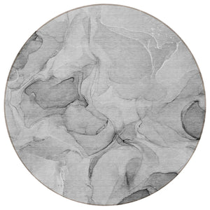 HomeRoots 5' Blue Abstract Washable Area Rug - Durable, Non-Skid, Stylish for Indoor & Outdoor Spaces 8' Round 559501